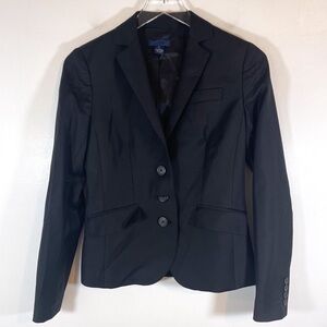 J. Crew 100% Wool Blazer Women’s Size 2 Black Super 120s Lined Business Career
